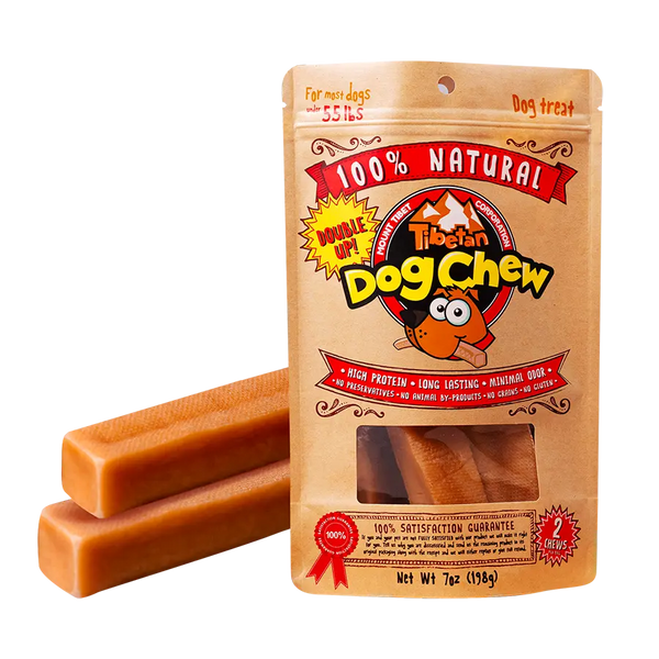 Tibetan Dog Chew – Large Yak Cheese Chews for Dogs Up to 55 lbs – 2 Sticks