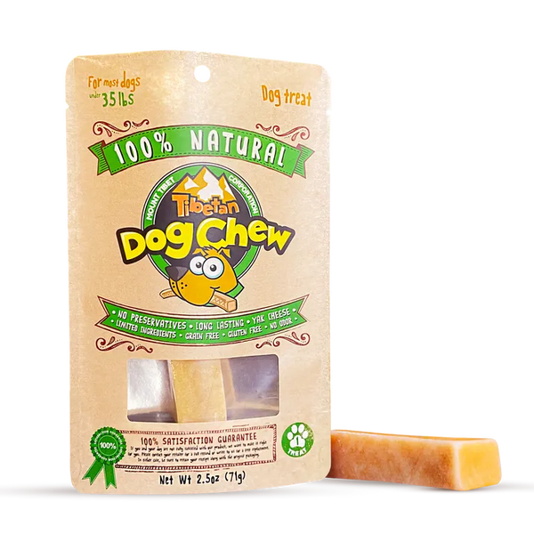 Medium 1 Stick Tibetan Dog Chew | Himalayan Yak Cheese Dog Treats, Grain-Free, Long-Lasting, No Preservatives