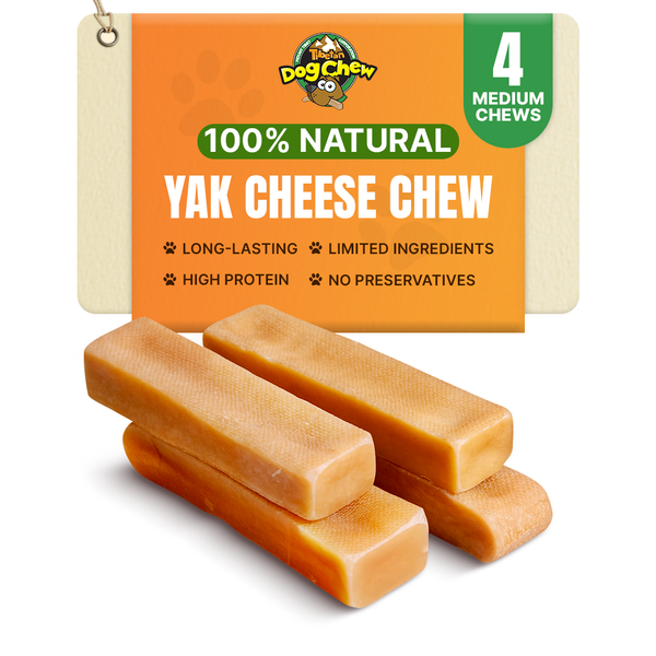 Tibetan Dog Chew – Medium Yak Cheese Chews for Dogs 15–35 lbs – 4 Sticks