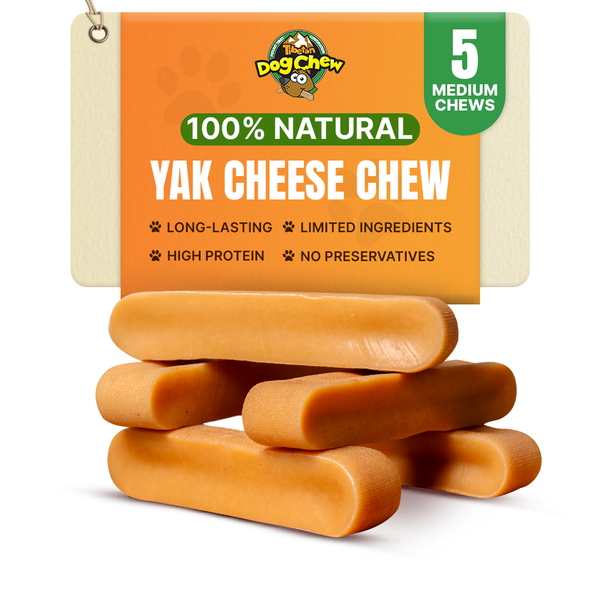 Tibetan Dog Chew – Medium Yak Cheese Chews for Dogs 15–35 lbs – 5 Sticks