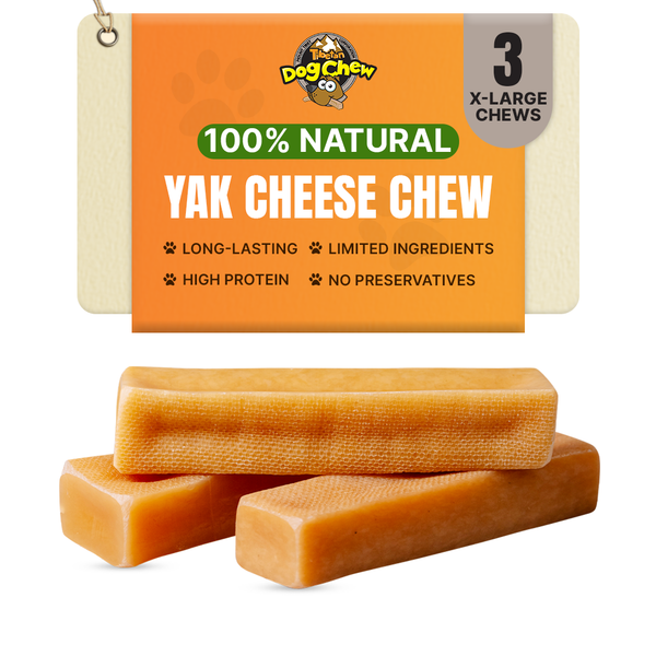 Tibetan Dog Chew – XL Yak Cheese Chews for Dogs 55–70 lbs – 3 Sticks